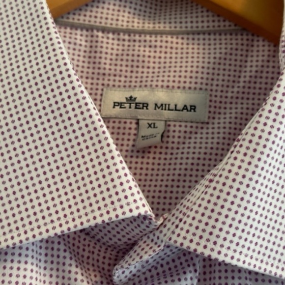 Men's Peter Millar Geo Pink Purple Short Sleeve Button-Down Shirt XL-EUC - Picture 3 of 9